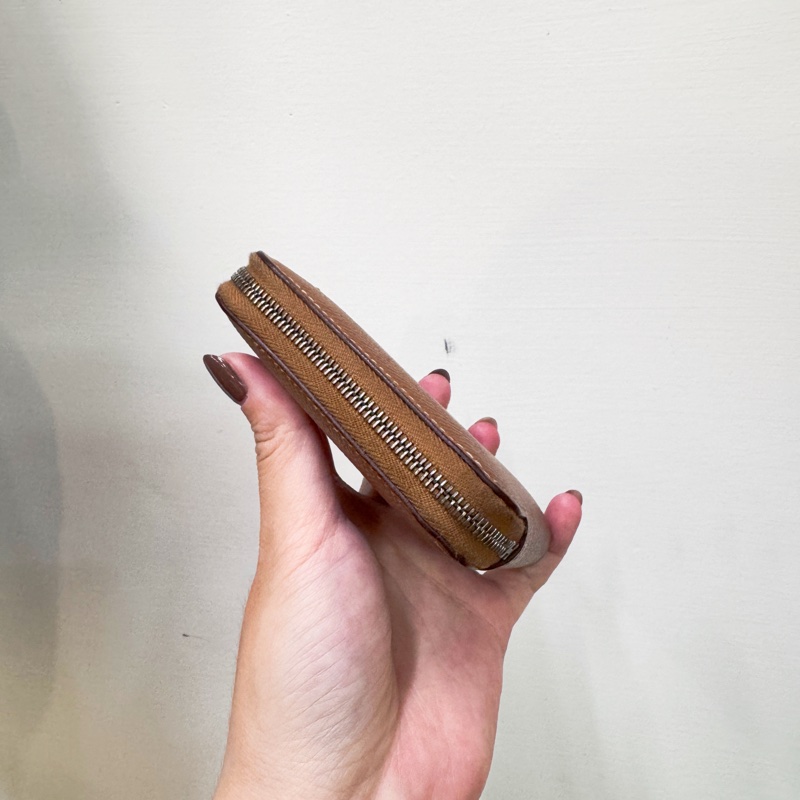 Hermes 37駝Epsom銀釦拉鍊絲巾短夾-3
