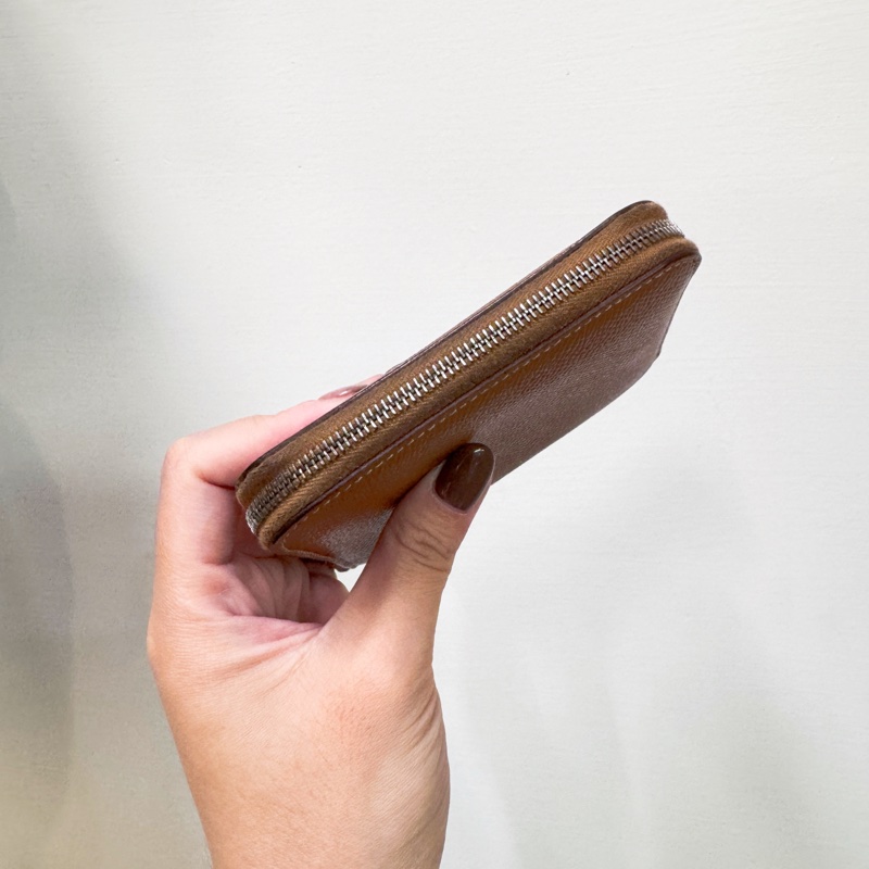 Hermes 37駝Epsom銀釦拉鍊絲巾短夾-4