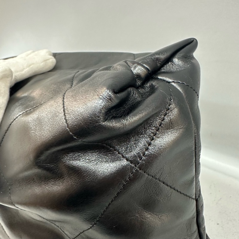 chanel AS3260 黑羊皮金釦肩背包 22 bag 小號-9