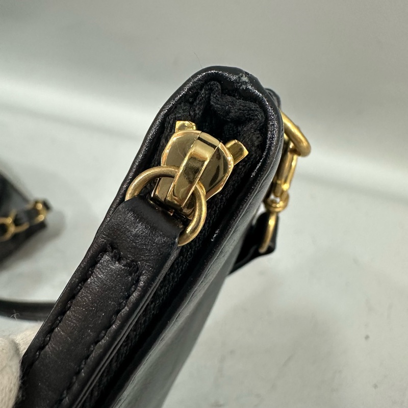 chanel AS3260 黑羊皮金釦肩背包 22 bag 小號-47