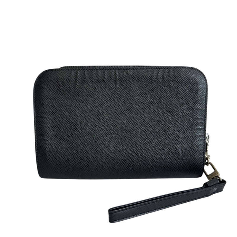 LV 鐵灰色 皮革 手拿包-0