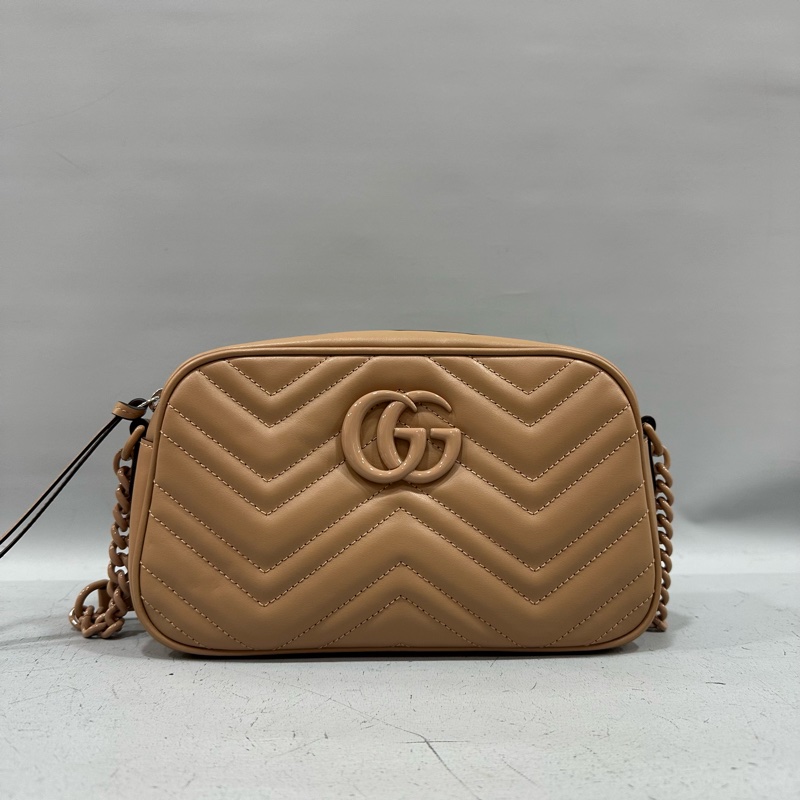 Gucci 447632 奶茶色牛皮marmont GG 相機包-0