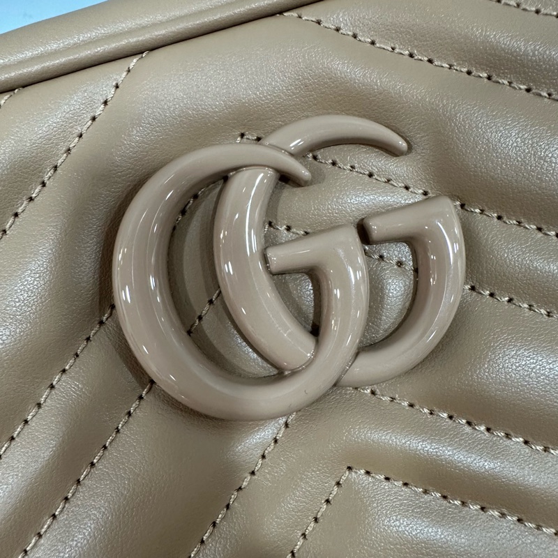 Gucci 447632 奶茶色牛皮marmont GG 相機包-4