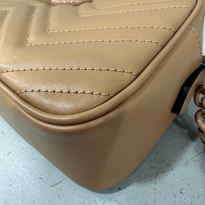 Gucci 447632 奶茶色牛皮marmont GG 相機包-6