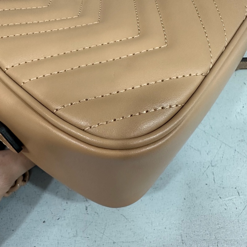 Gucci 447632 奶茶色牛皮marmont GG 相機包-7