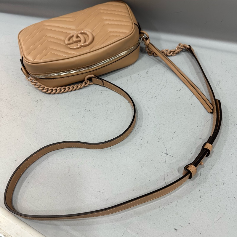 Gucci 447632 奶茶色牛皮marmont GG 相機包-33