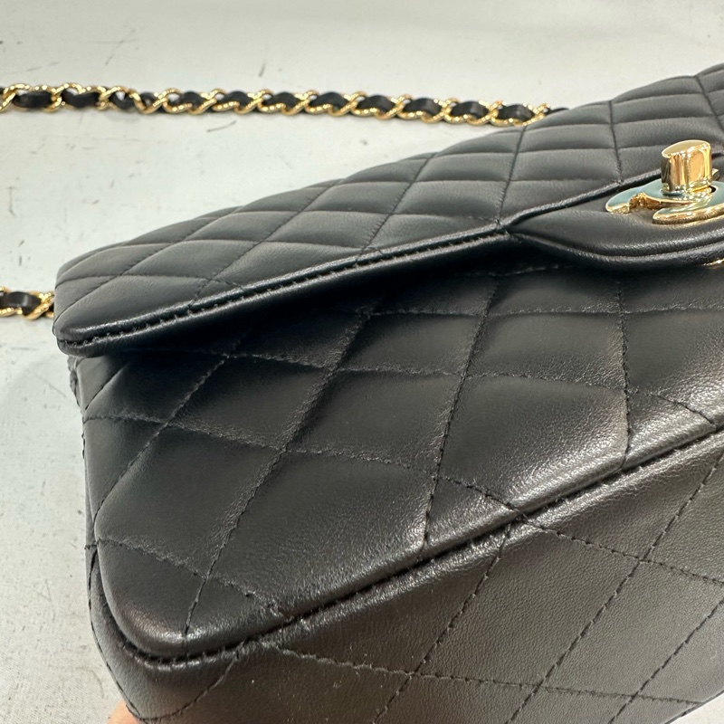 Chanel A01112 黑羊皮金釦 Coco CF 25-13