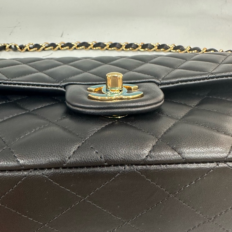 Chanel A01112 黑羊皮金釦 Coco CF 25-14