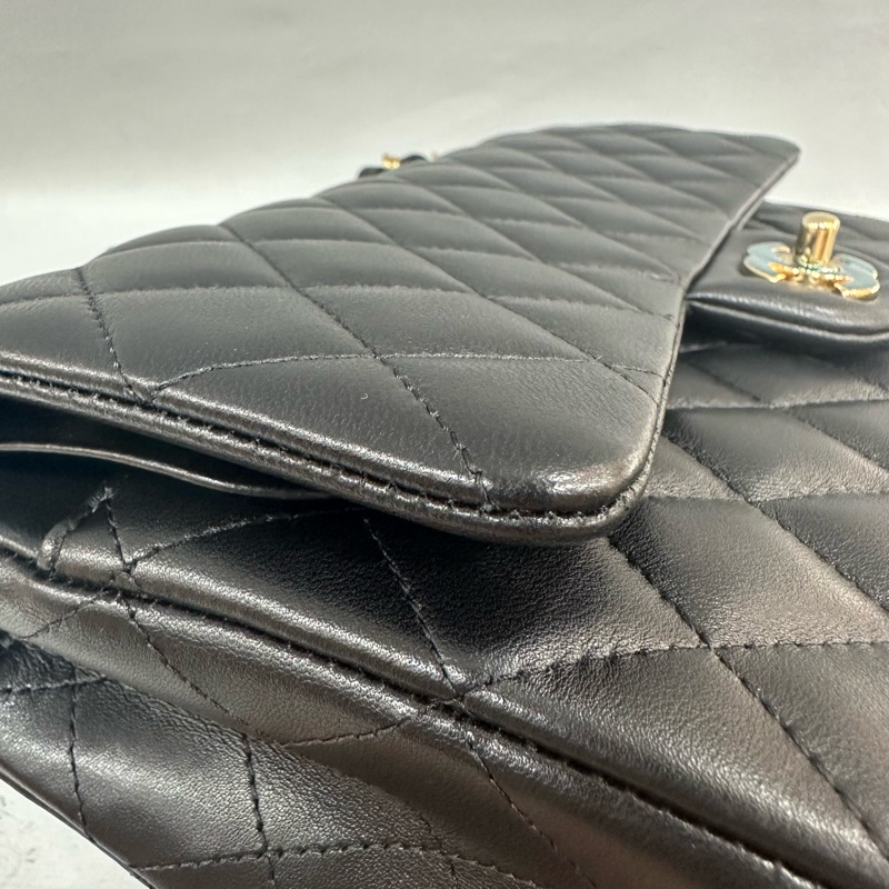 Chanel A01112 黑羊皮金釦 Coco CF 25-17