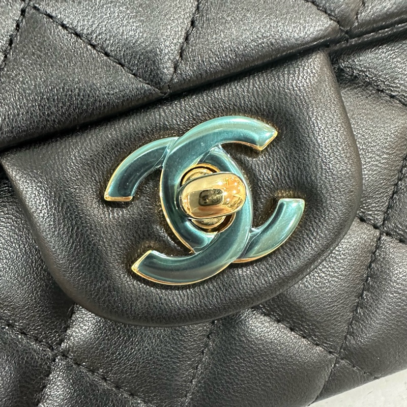 Chanel A01112 黑羊皮金釦 Coco CF 25-25