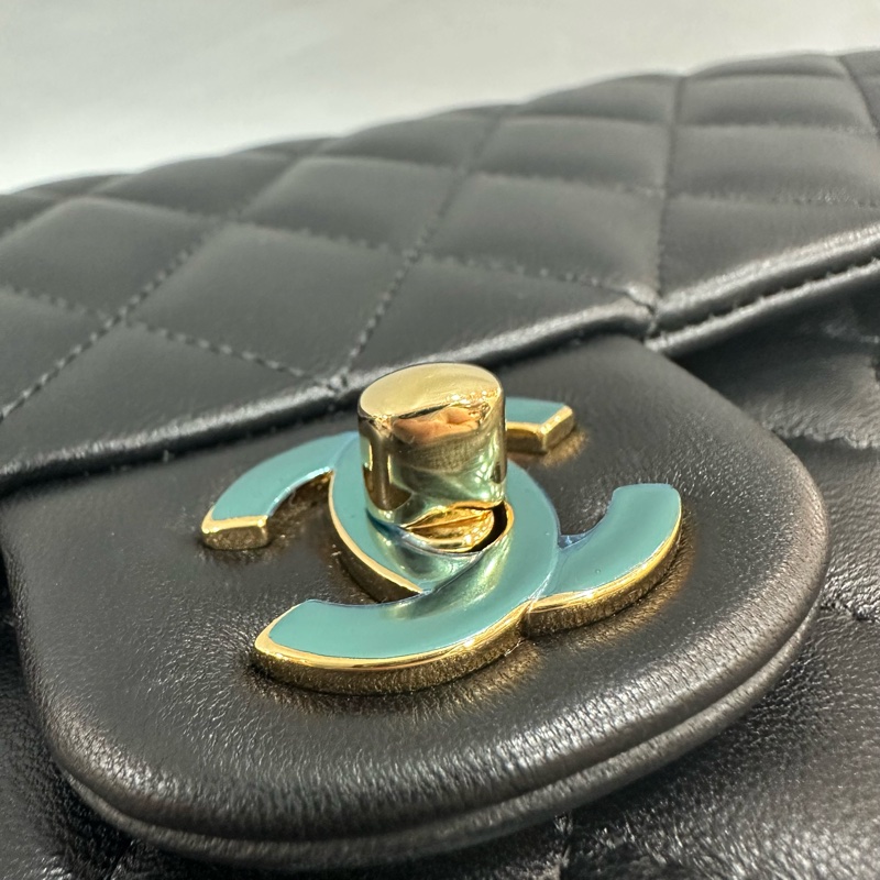 Chanel A01112 黑羊皮金釦 Coco CF 25-26