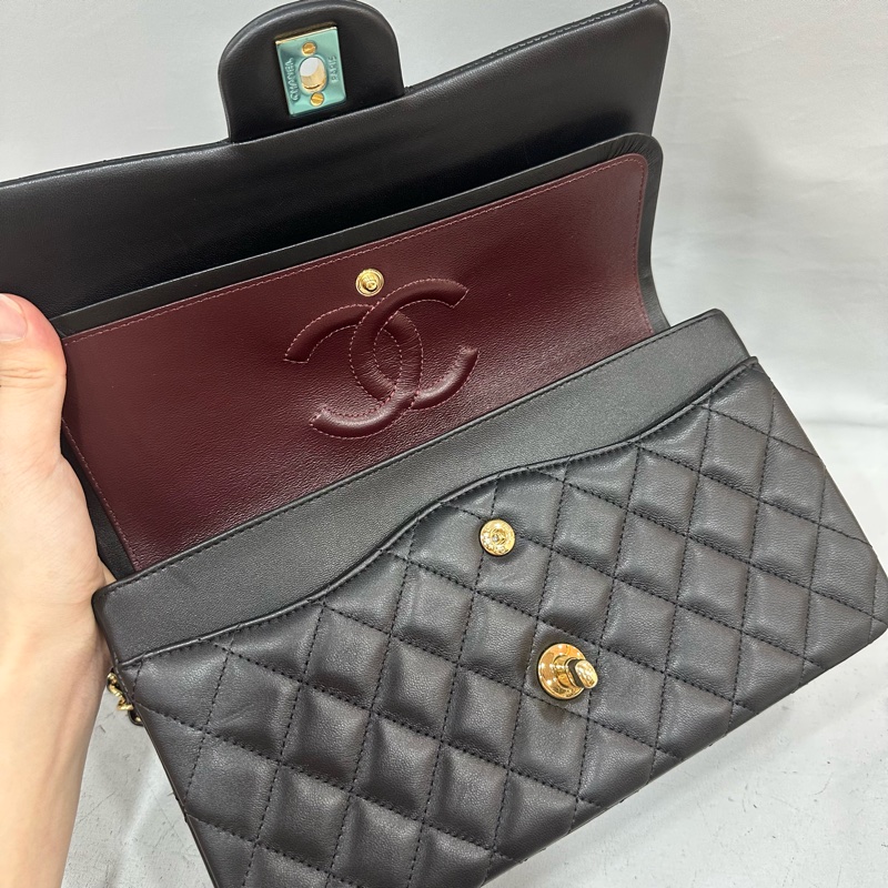 Chanel A01112 黑羊皮金釦 Coco CF 25-47