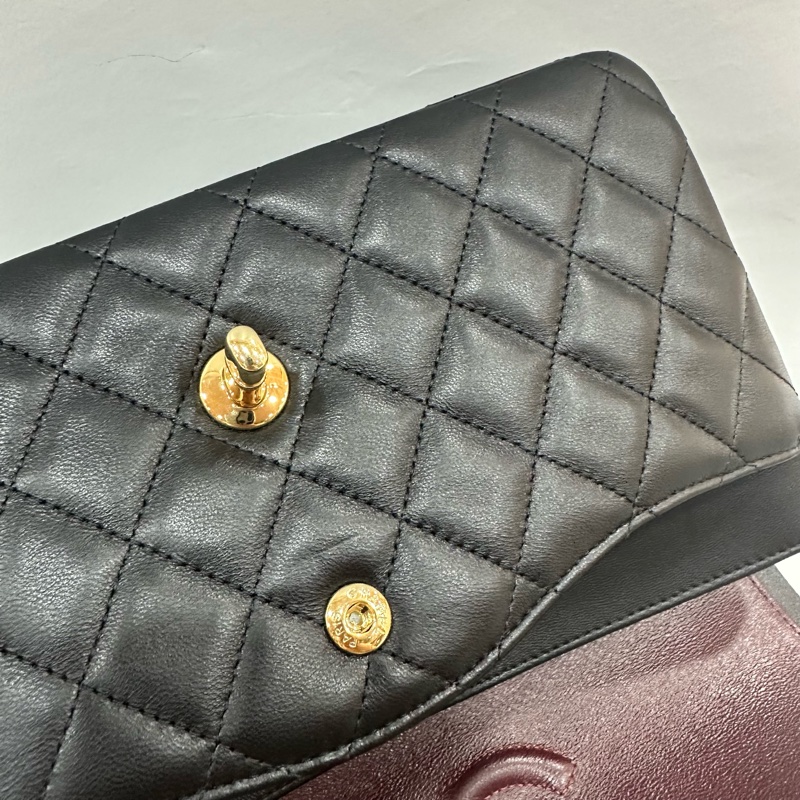 Chanel A01112 黑羊皮金釦 Coco CF 25-53