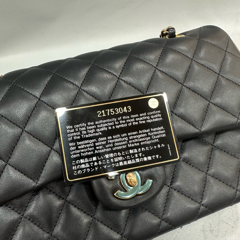 Chanel A01112 黑羊皮金釦 Coco CF 25-63