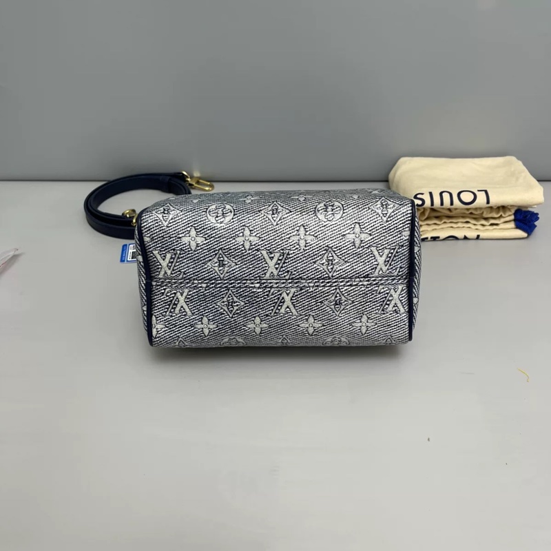 LV路易威登 Speedy20老花炫彩牛仔枕頭包 芯片款-2