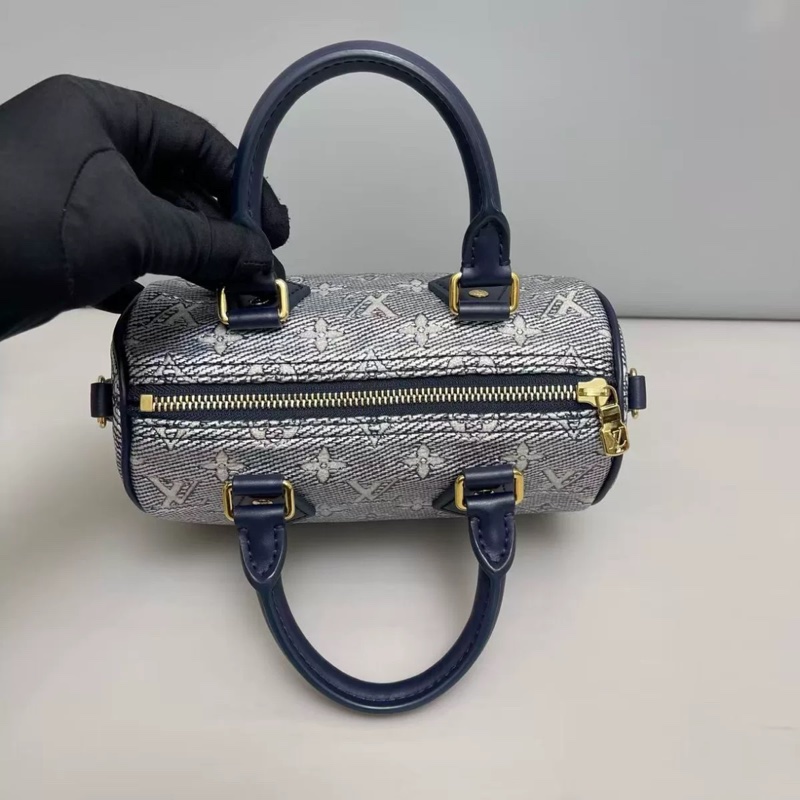 LV路易威登 Speedy20老花炫彩牛仔枕頭包 芯片款-3