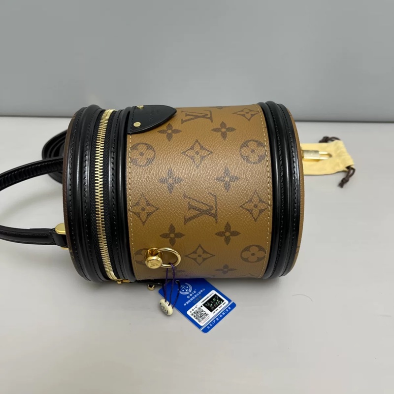 LV路易威登Cannes老花拼色飯桶包 芯片款-2