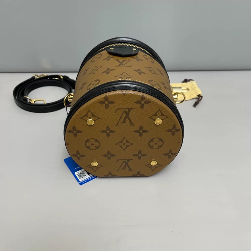 LV路易威登Cannes老花拼色飯桶包 芯片款-3