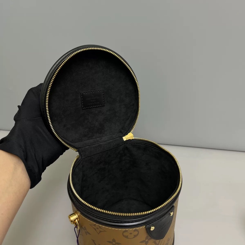 LV路易威登Cannes老花拼色飯桶包 芯片款-4