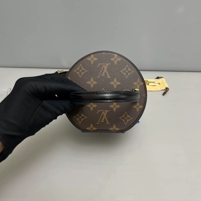 LV路易威登Cannes老花拼色飯桶包 芯片款-5