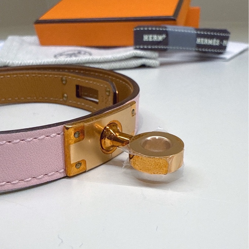 HERMES 櫻花粉Kelly雙環手環 T2 U刻-3