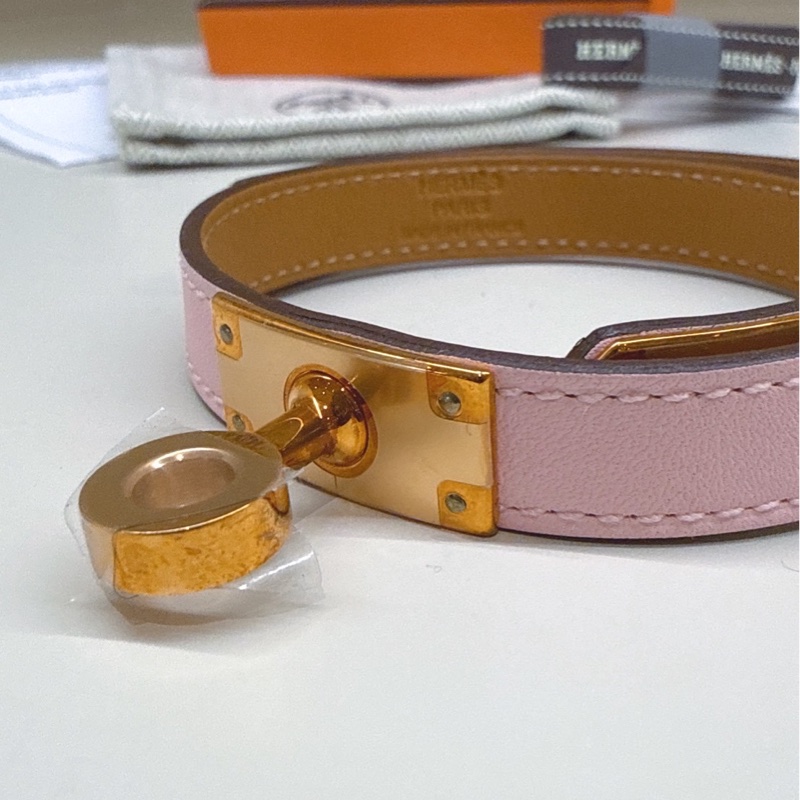 HERMES 櫻花粉Kelly雙環手環 T2 U刻-4