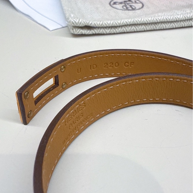HERMES 櫻花粉Kelly雙環手環 T2 U刻-9