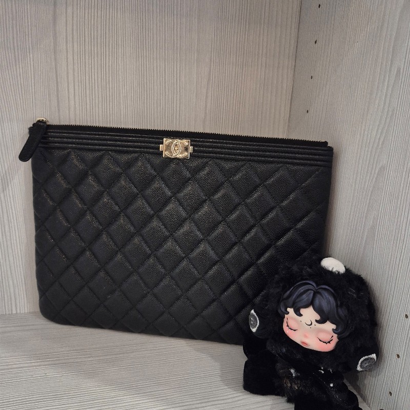 全配🈶購證♥️ Chanel leboy菱格紋手包-9