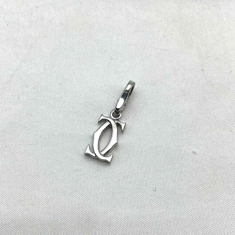 CARTIER 18白K LOGO圖案吊飾/墜-1