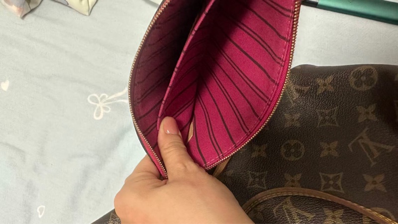 LV路易威登 NEVERFULL中號子母包 老花配色 枚紅色內裡 16年-9