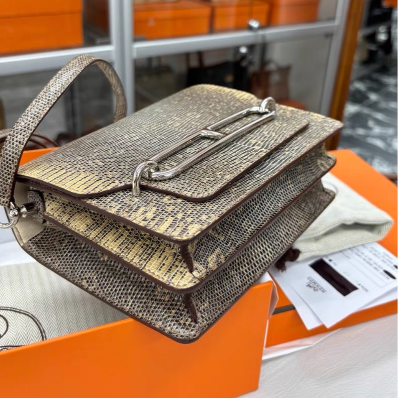 Hermes 1D沙漠色 兩槓蜥蜴Roulis mini豬鼻子 喜馬拉雅蜥蜴,原色沙漠金,z刻-4