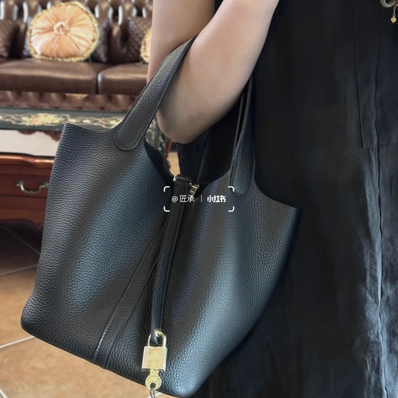 「M.Y精品」 Hermes picotin 22 菜籃子22 黑色銀釦-2