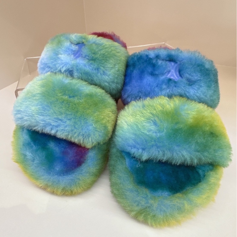 CELINE 彩虹毛毛拖鞋 39號 全新品-0