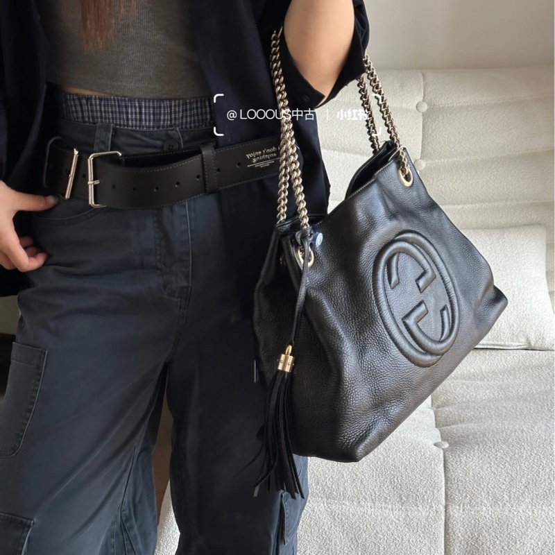 Gucci SoHo荔枝牛皮流蘇肩背包 #配件齊全 #超大容量媽媽包超適🈴-2
