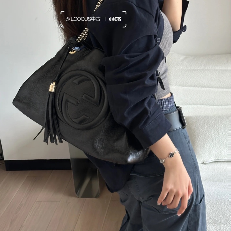 Gucci SoHo荔枝牛皮流蘇肩背包 #配件齊全 #超大容量媽媽包超適🈴-3