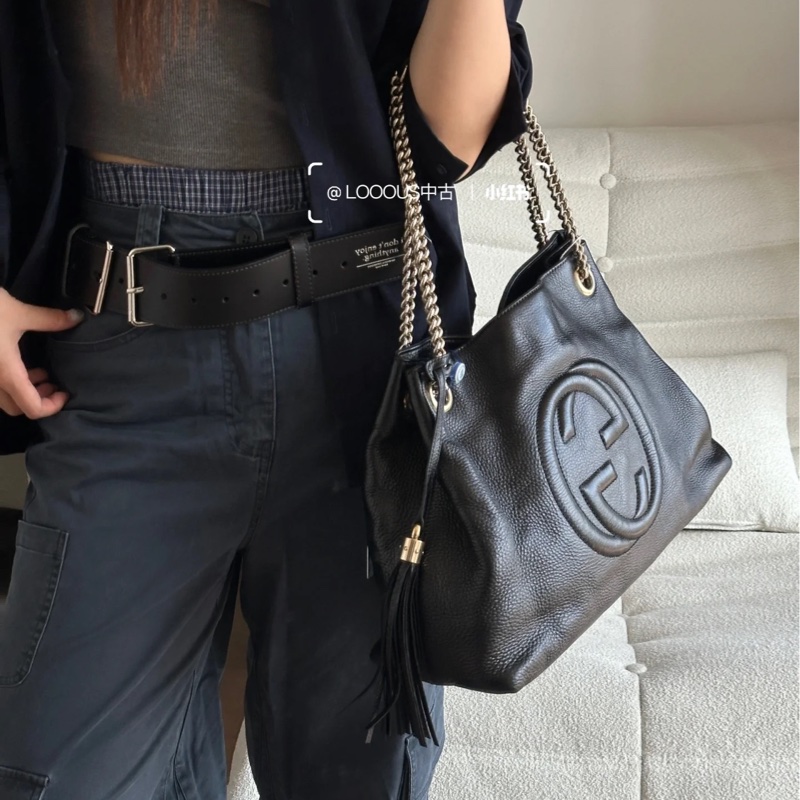 🉑肩背/斜挎 #全網最低 #🈶購證 Gucci SoHo流蘇托特包-0