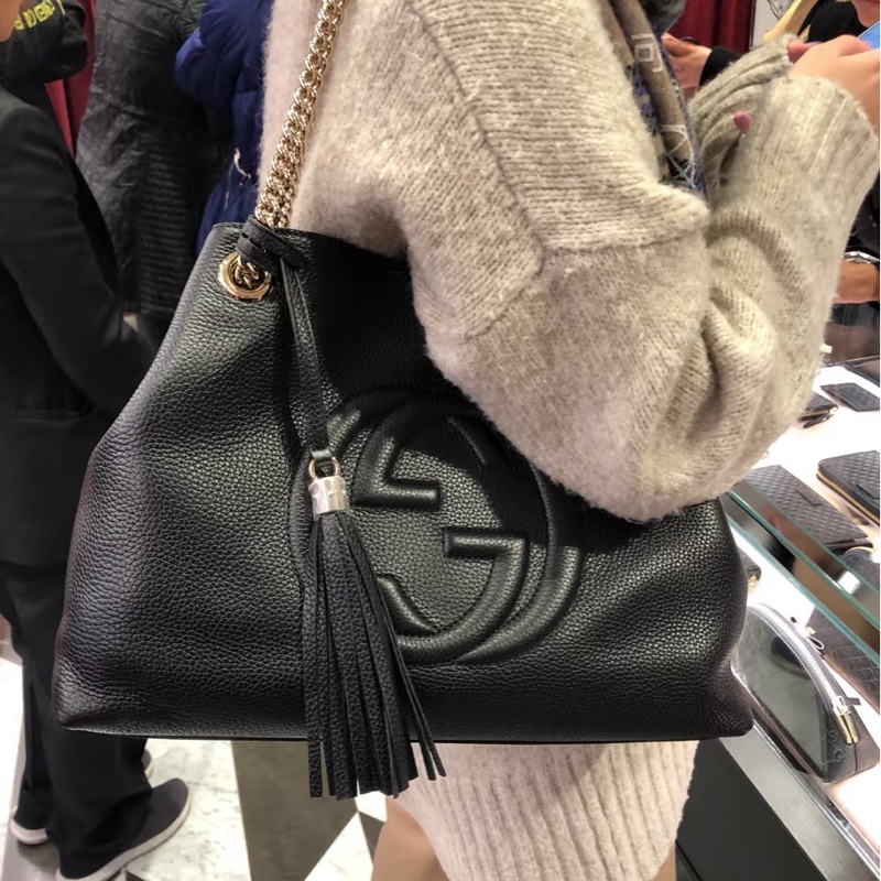 🉑肩背/斜挎 #全網最低 #🈶購證 Gucci SoHo流蘇托特包-6