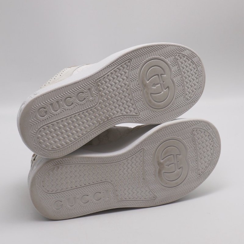 GUCCI - GG壓紋全皮休閒鞋 - 白 35-1