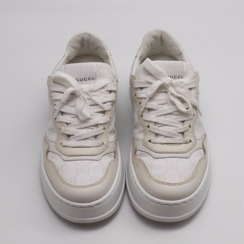 GUCCI - GG壓紋全皮休閒鞋 - 白 35-5