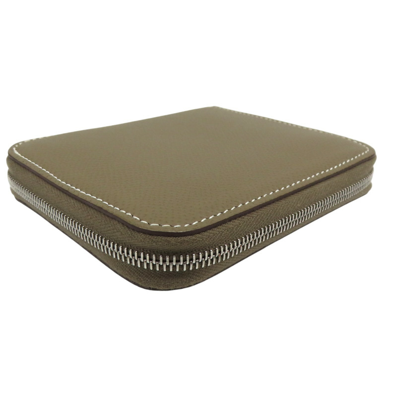 大象灰 Epsom 牛皮 拉鍊 Silk'In Compact 短夾 Z刻【HERMES 愛馬仕】-2