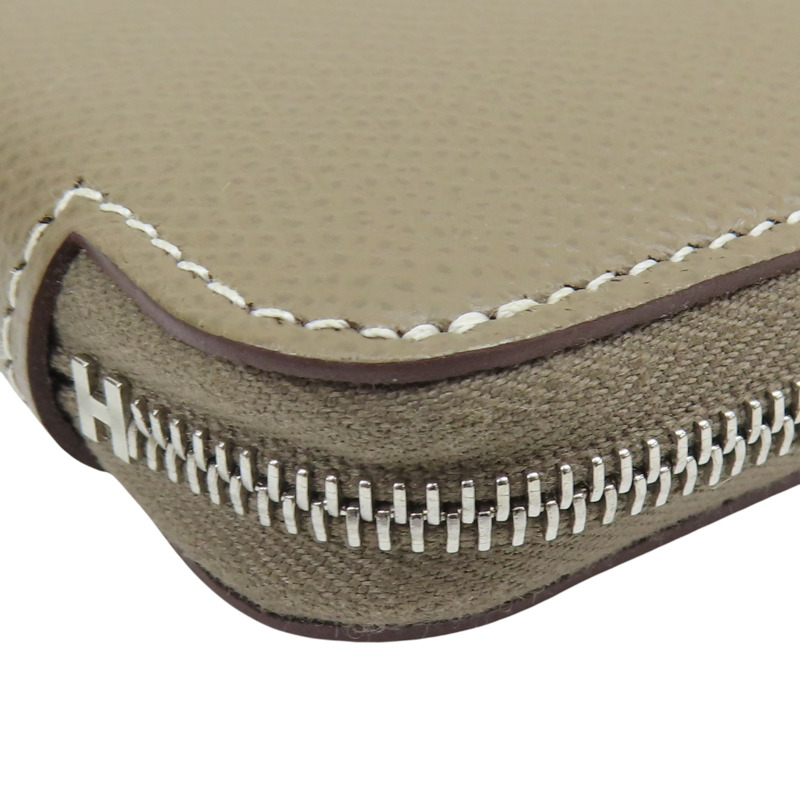 大象灰 Epsom 牛皮 拉鍊 Silk'In Compact 短夾 Z刻【HERMES 愛馬仕】-9