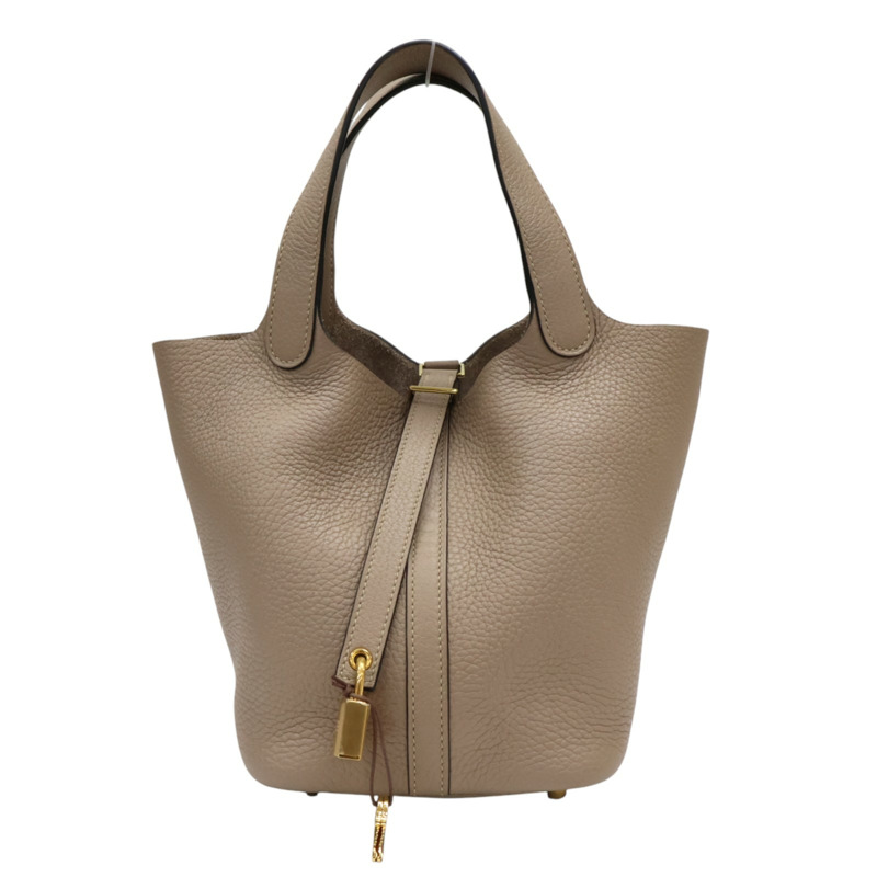 餅乾色 Taurillon牛皮 Picotin 18 手提包 U刻【HERMES 愛馬仕】 U刻/Trench-0