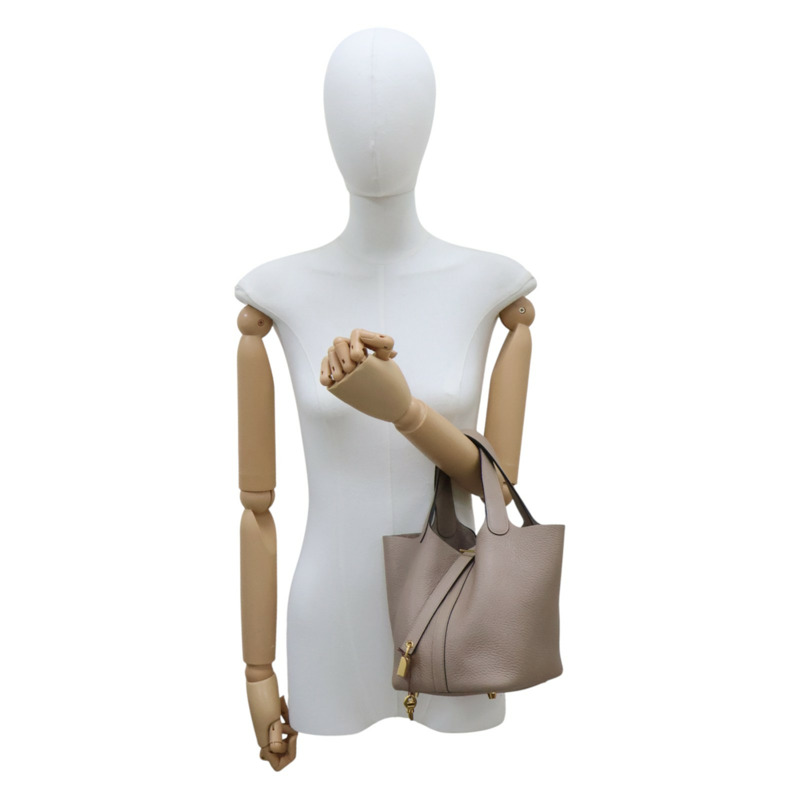 餅乾色 Taurillon牛皮 Picotin 18 手提包 U刻【HERMES 愛馬仕】 U刻/Trench-8