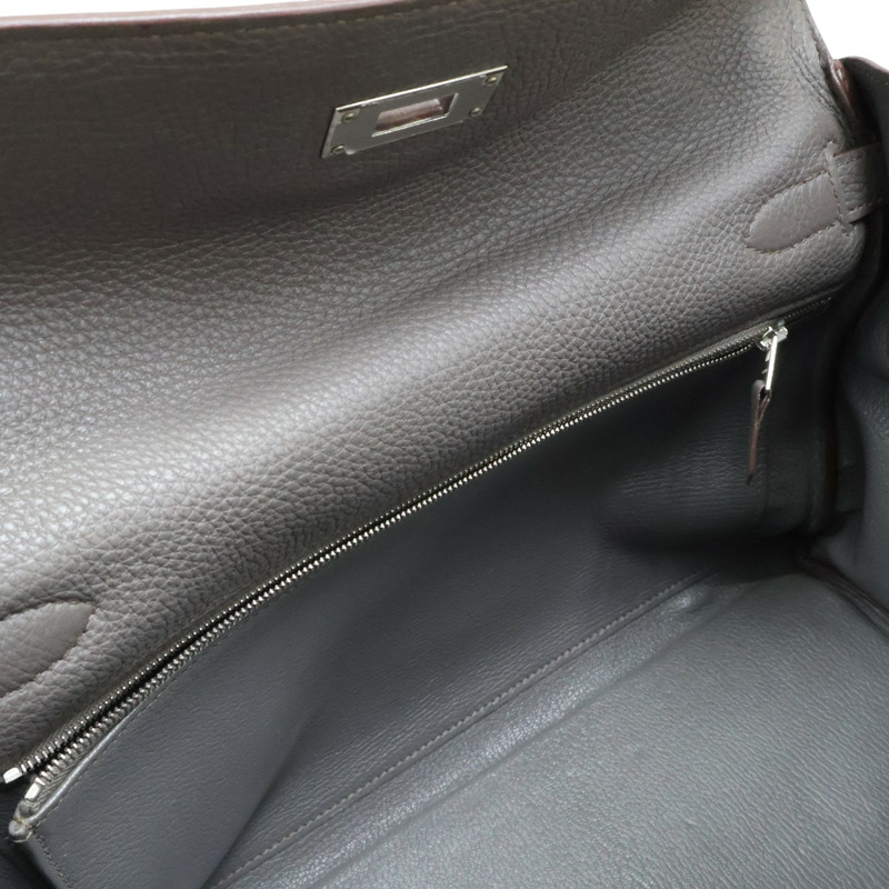 錫器灰 Togo牛皮 Kelly 32 凱莉包 兩用包 口P刻 銀扣【HERMES 愛馬仕】-4