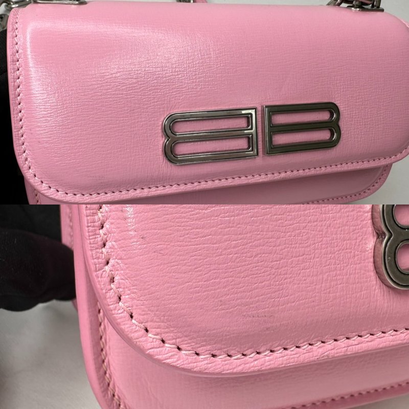 BALENCIAGA 粉色金屬BB迷你鏈包】-6