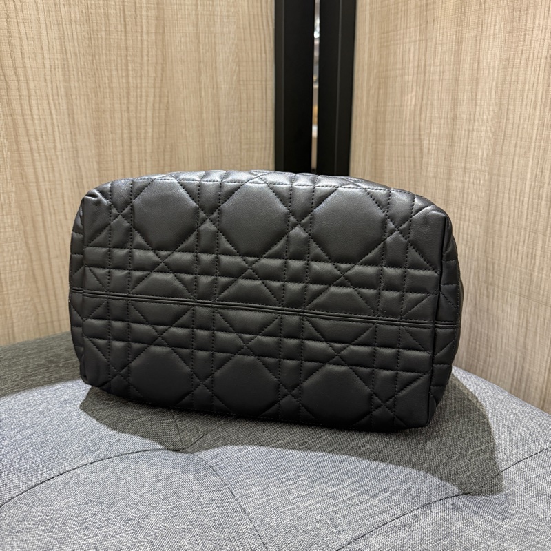 Dior Toujours 迪奧黑色大籐格紋小牛皮金釦中型手提包 托特包-5
