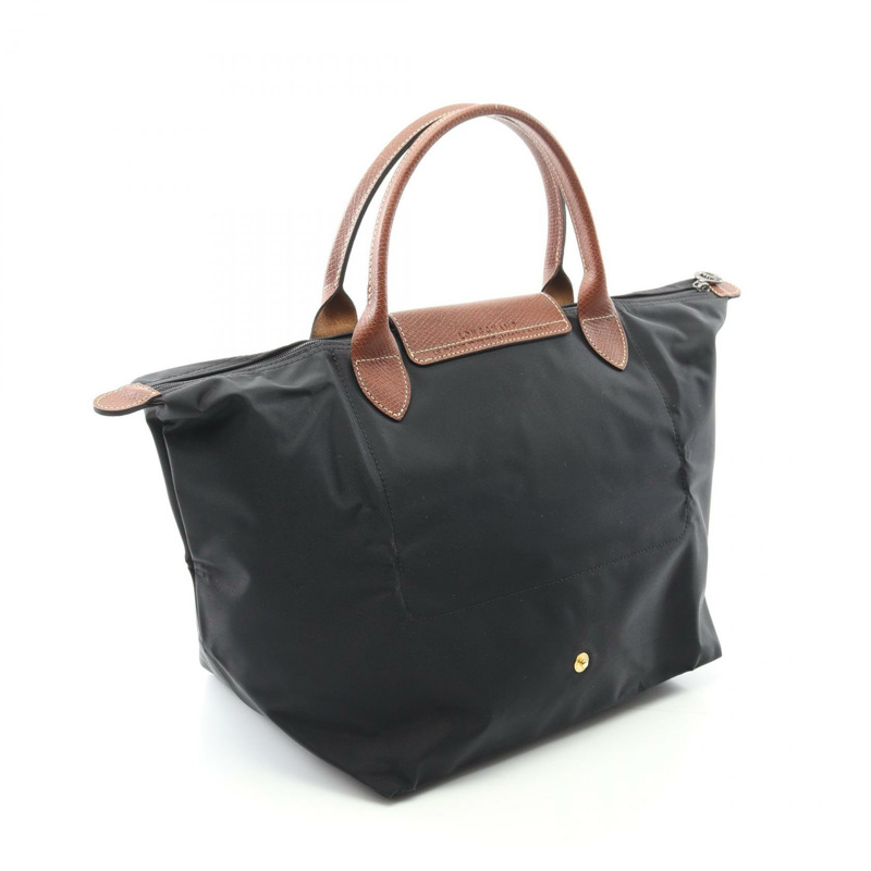 Longchamp Le Pliage Original M 托特包 L1623089001 帆布皮革黑棕色全新女款-1