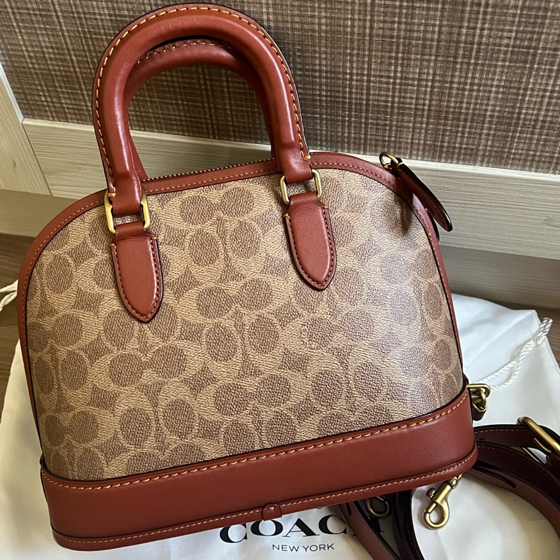Coach revel經典老花貝殼包 專櫃款貝殼包 手提肩背兩用 近全新-6