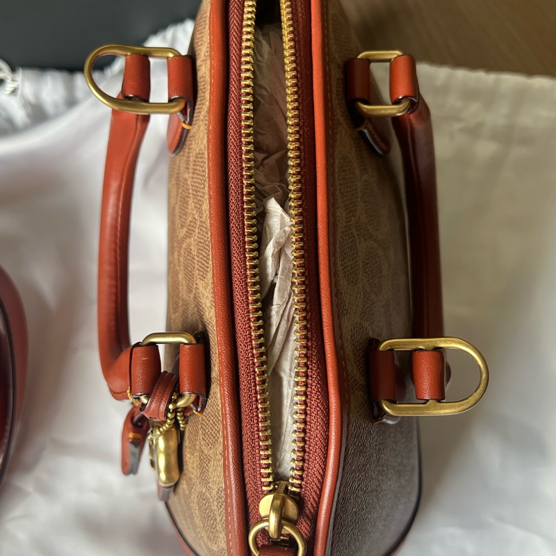 Coach revel經典老花貝殼包 專櫃款貝殼包 手提肩背兩用 近全新-9