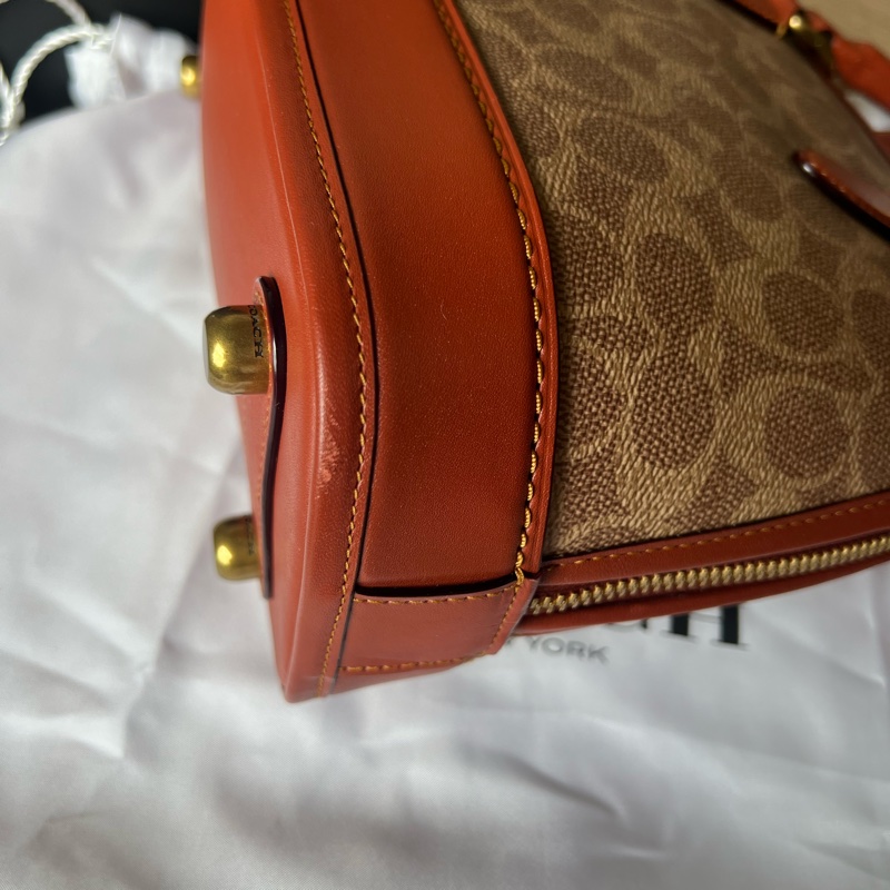Coach revel經典老花貝殼包 專櫃款貝殼包 手提肩背兩用 近全新-19